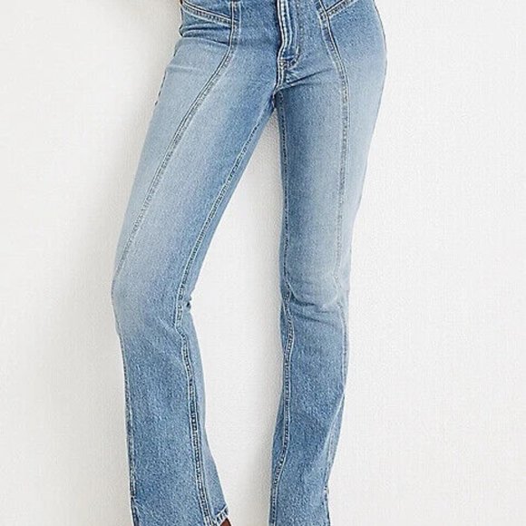 MAURICE EDGELY FLARE FRONT SEAM HIGH RISE JEANS ~ O SHORT ~ NWT - Picture 1 of 2